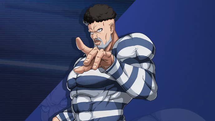Artwork for One Punch Man World showing the Puri Puri Prisoner character.