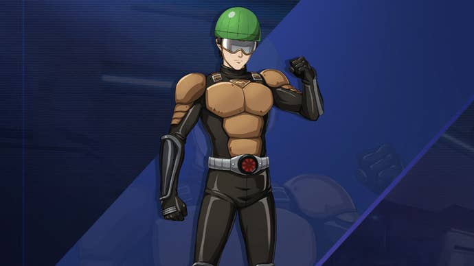 Artwork for One Punch Man World showing the Mumen Rider character.