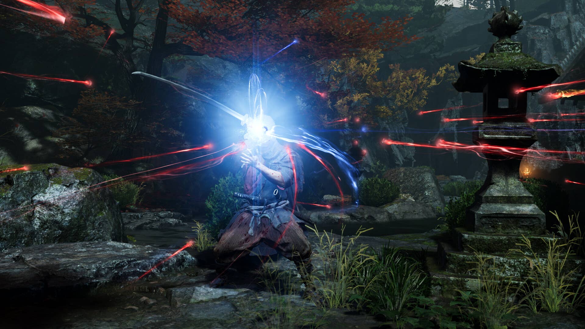 Oficial Onimusha: Casa de Casa de Casa de espadas mostrando que você absorve o poder mágico de inimigos derrotados