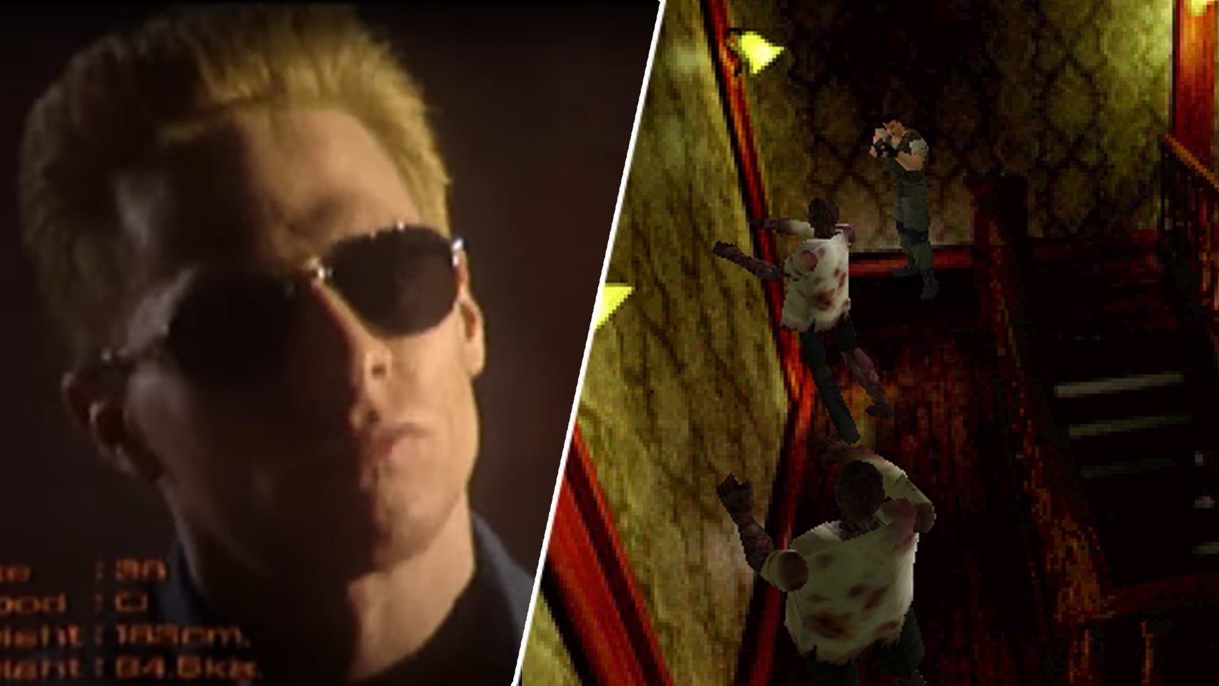Gameplay and Albert Wesker in the intro of the original Resident Evil. - 1