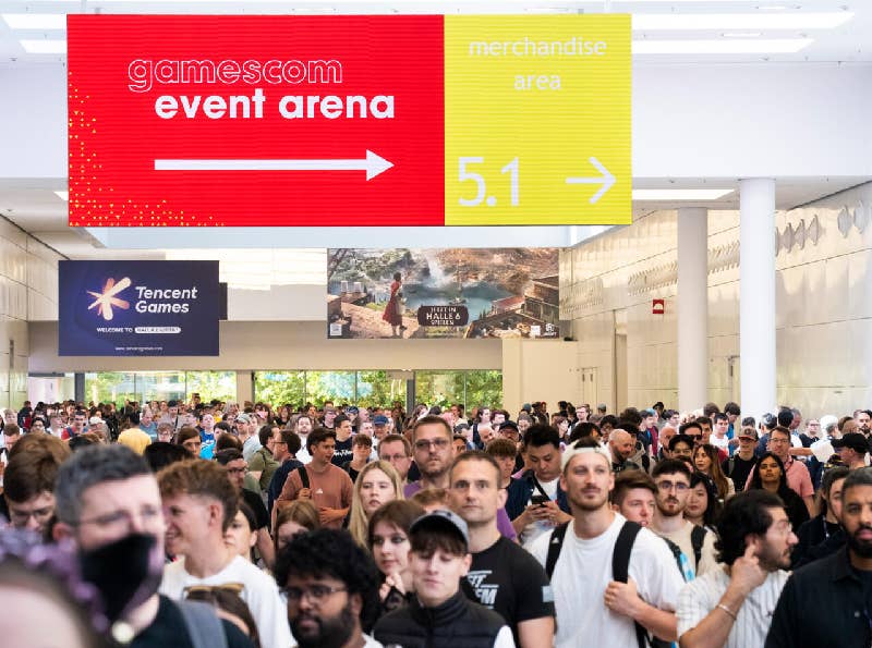 AI was an usual motif at Gamescom 2025, and while some indie groups say it's important, it remains an ethical problem 6 A group of people at Gamescom, underneath a sign for the 'event area'.