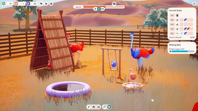 Baby ostrich connected a plaything successful ostrich farm. Its parents look precise proud, arsenic they should be.
