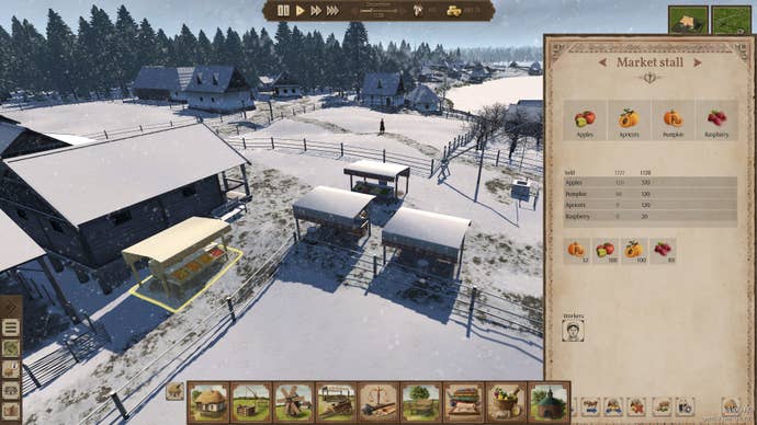 The town in Ostriv under snow