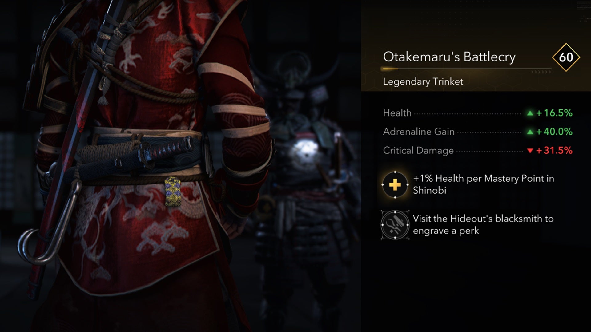 Naoe's trinket Otakemaru's Battlecry in Assassin's Creed Shadows. - 6