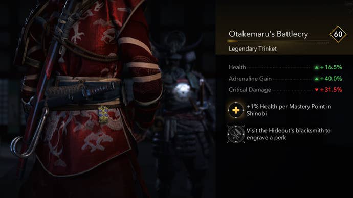 Naoe’s trinket Otakemaru’s Battlecry in Assassin’s Creed Shadows.