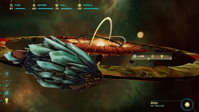 A large spaceship parks itself outside a star system in Out There: Oceans Of Time