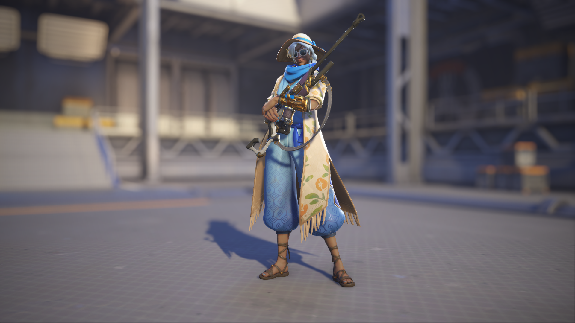 Ana models her Cabana skin in Overwatch 2.