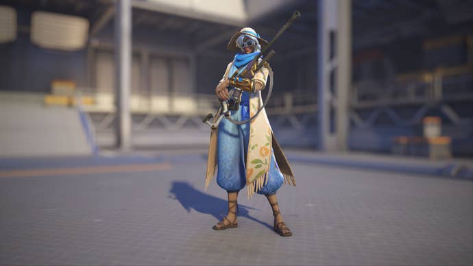 Ana models her Cabana skin in Overwatch 2.