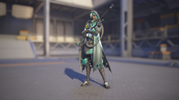 Ana models her Turquoise skin in Overwatch 2.