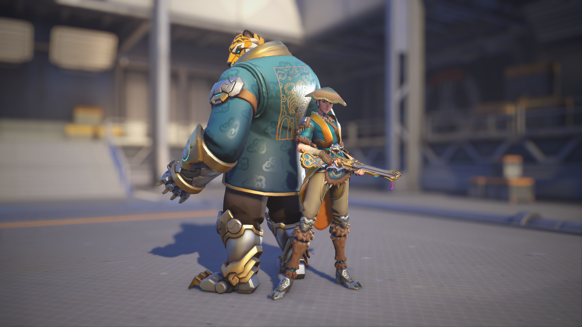 Ashe models her Tiger Huntress skin in Overwatch 2.