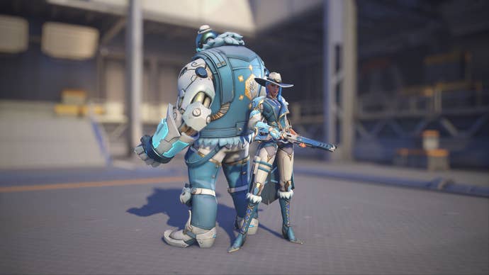 Ashe models her Winter skin in Overwatch 2.