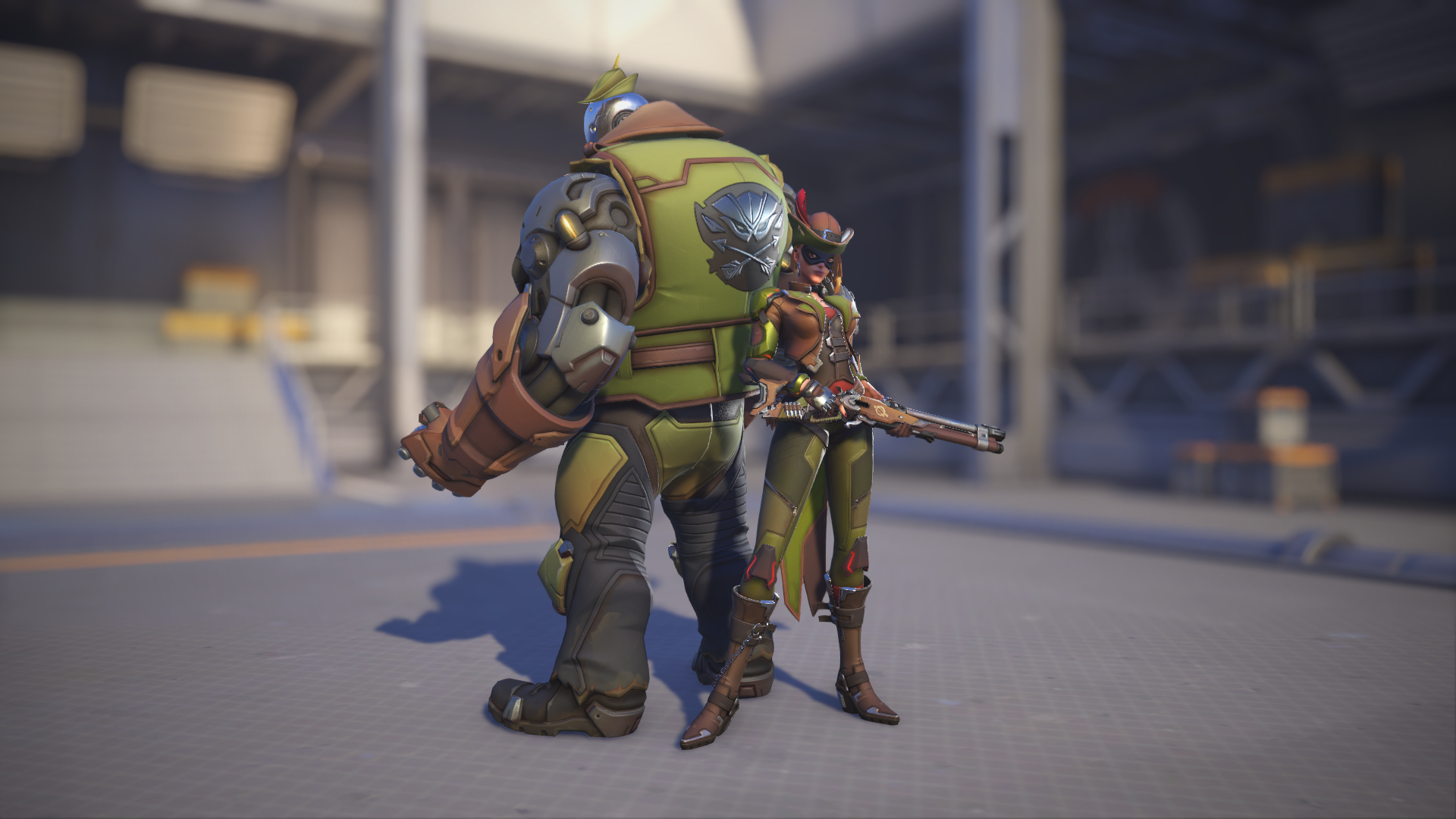 Ashe models her Merry Outlaw skin in Overwatch 2.