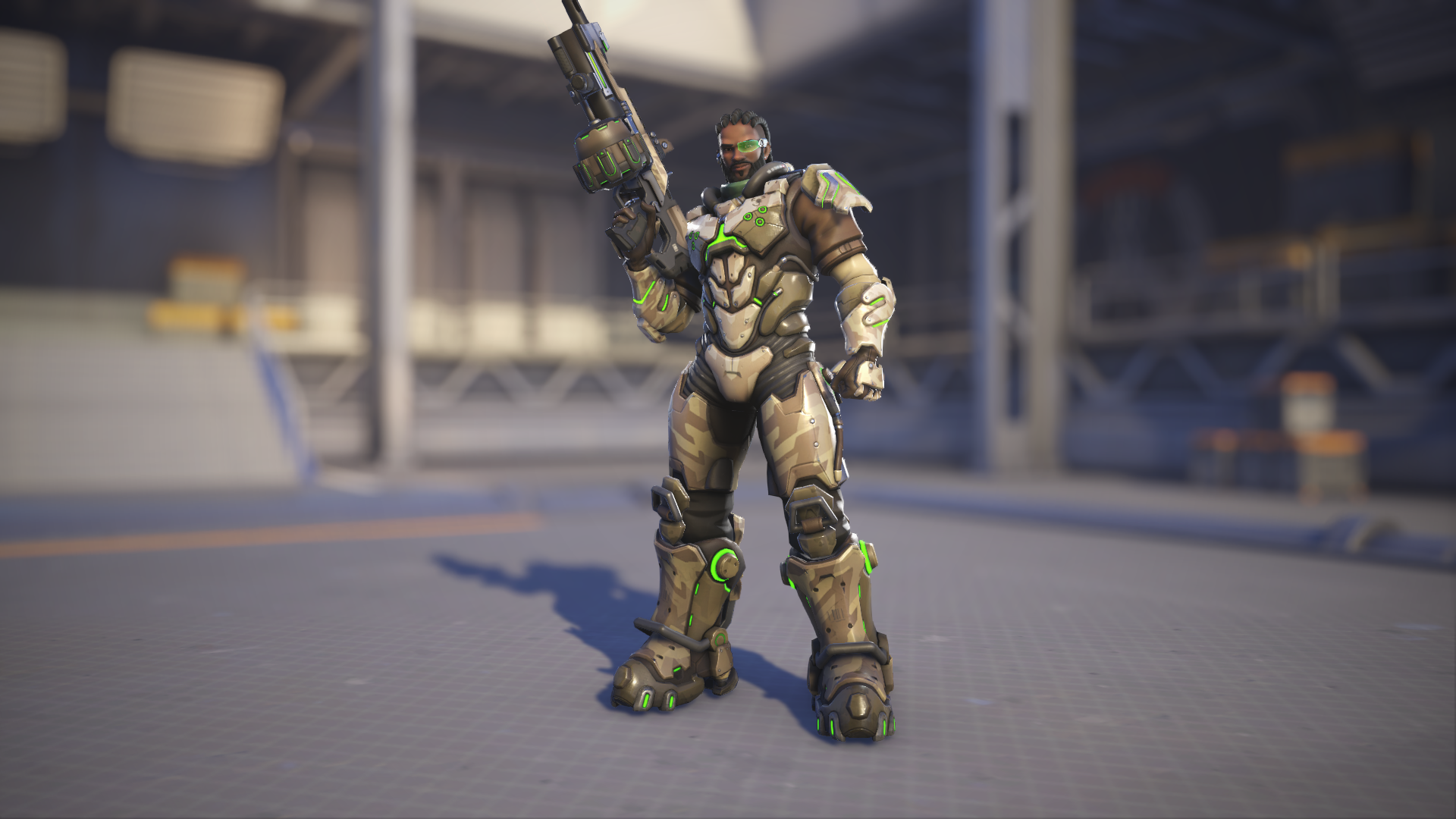 Baptiste models his Desert Ops skin in Overwatch 2.