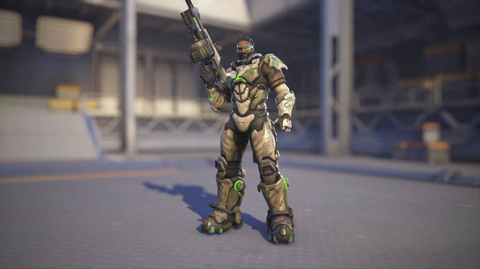 Baptiste models his Desert Ops skin in Overwatch 2.