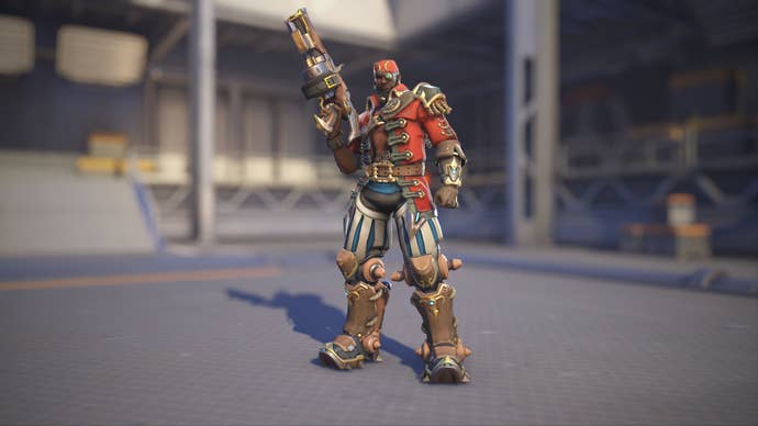 Baptiste models his Buccaneer skin in Overwatch 2.