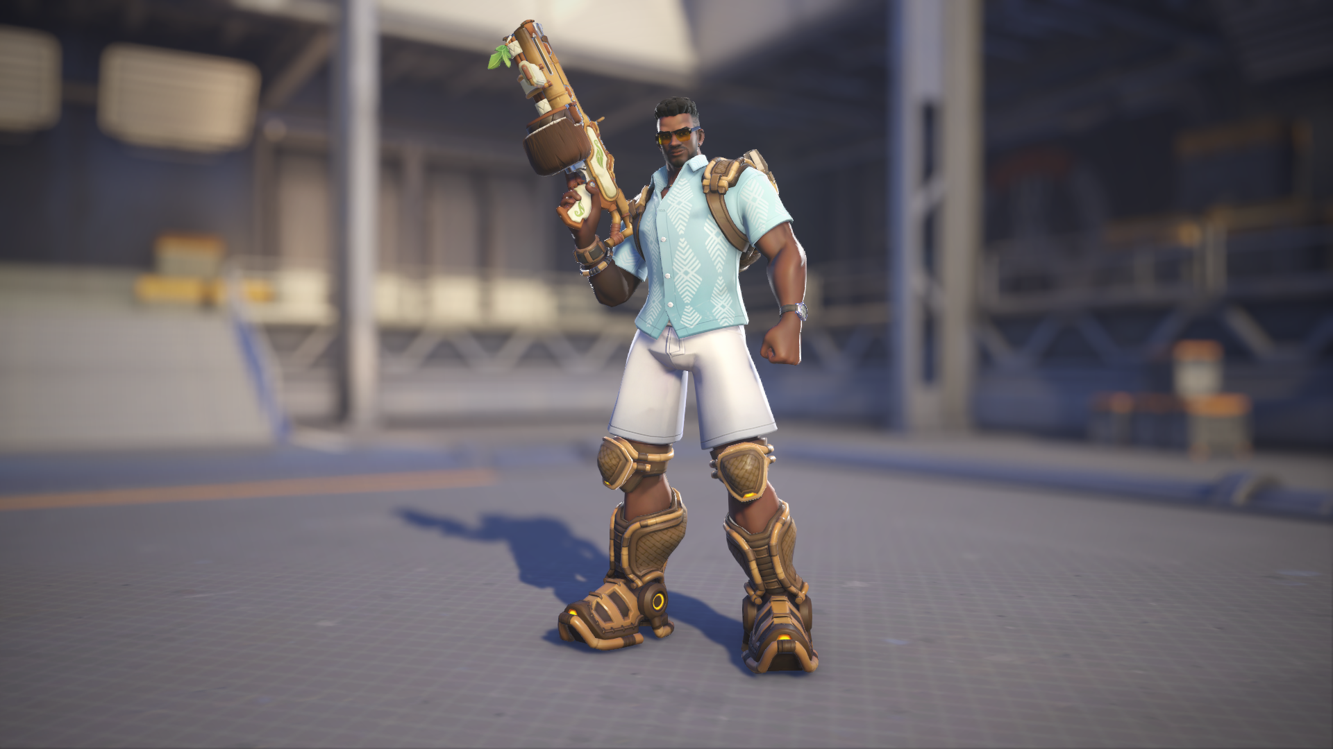 Baptiste models his Tropical skin in Overwatch 2.