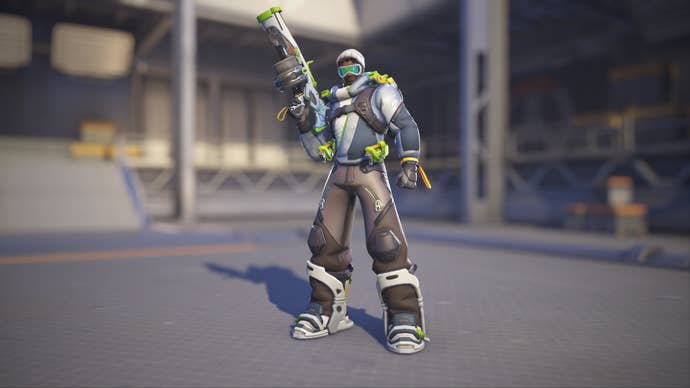 Baptiste models his Snowboarder skin in Overwatch 2.