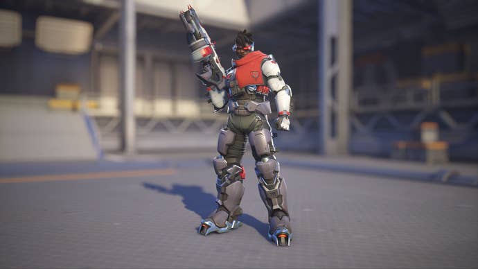 Baptiste models his Talon skin in Overwatch 2.