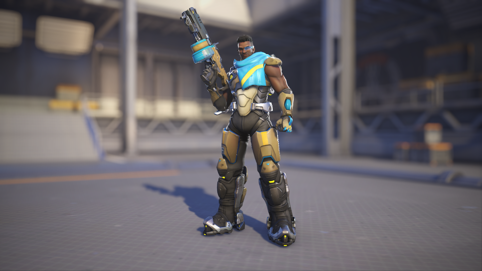 Baptiste models his Ble skin in Overwatch 2.