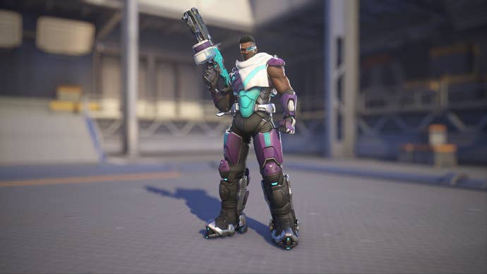 Baptiste models his Vyolèt skin in Overwatch 2.