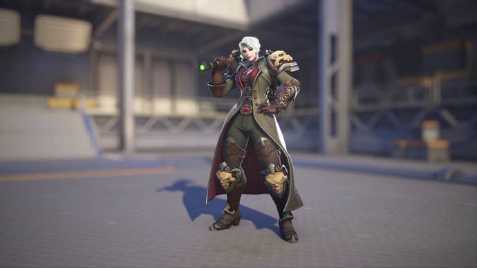 Brigitte models her Vampire Hunter skin in Overwatch 2.