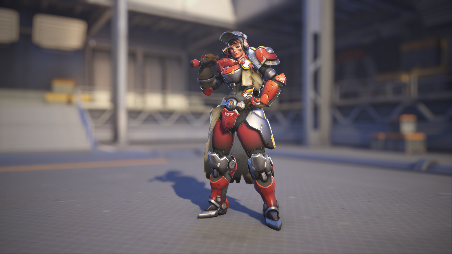 Brigitte models her Ironclad skin in Overwatch 2.