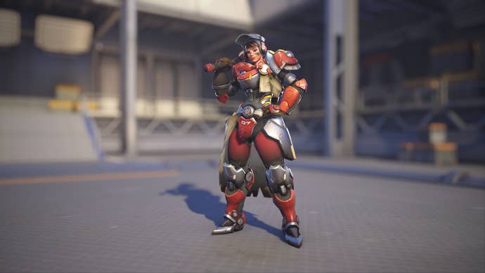 Brigitte models her Ironclad skin in Overwatch 2.