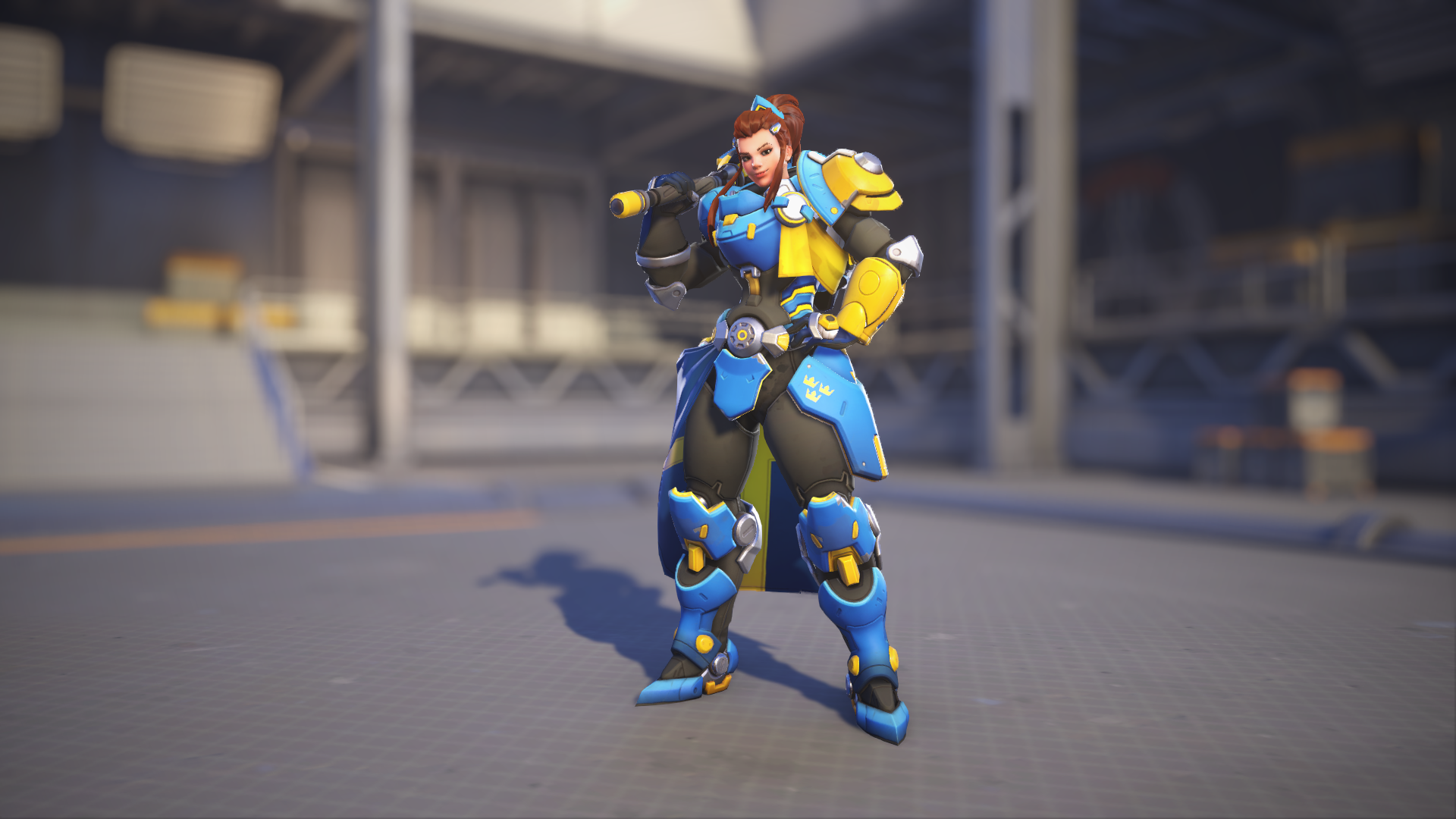 Brigitte models her Tre Kronor skin in Overwatch 2.