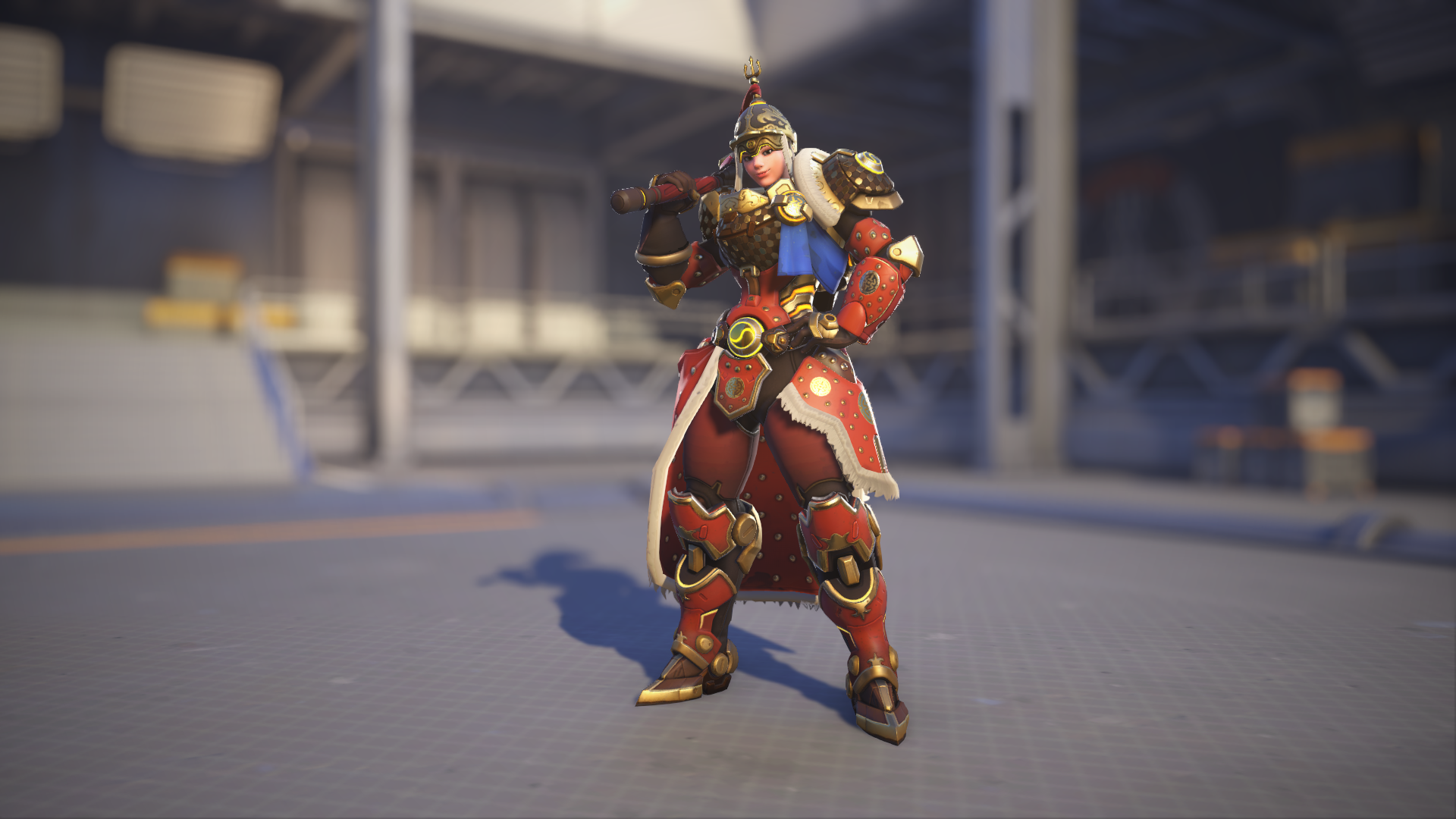 Brigitte models her General skin in Overwatch 2.