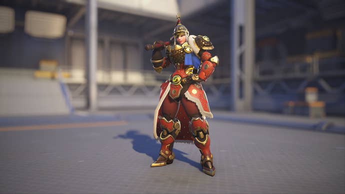 Brigitte models her General skin in Overwatch 2.