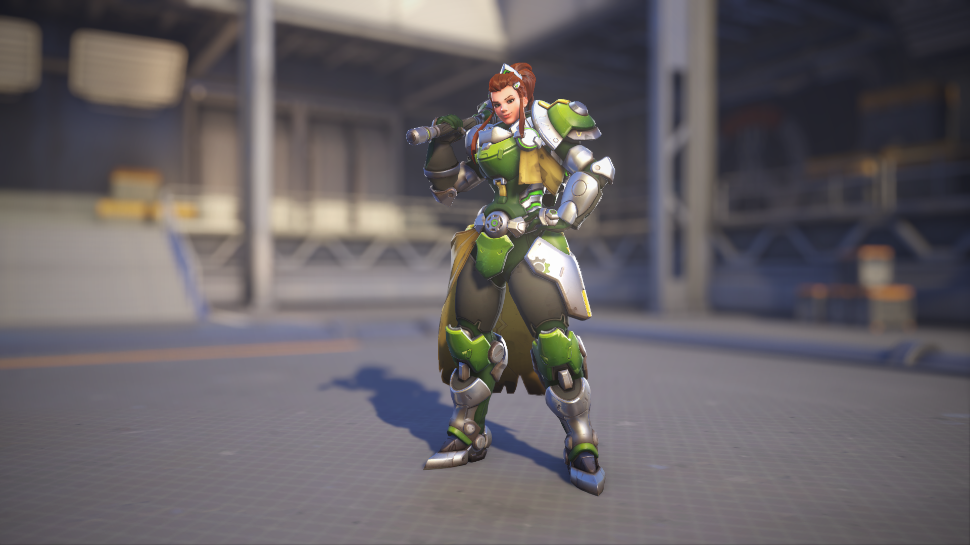 Brigitte models her Grön skin in Overwatch 2.