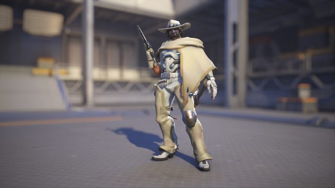 Cassidy models his White Hat skin in Overwatch 2.