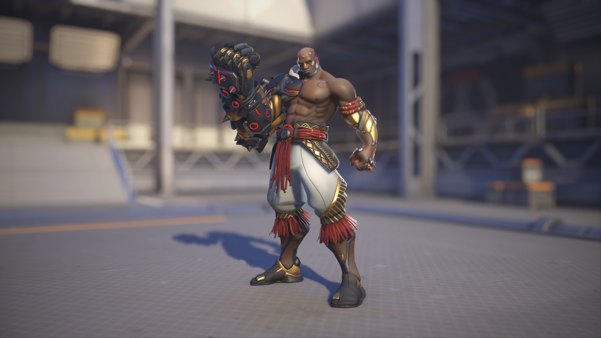 Doomfist models his default Overwatch 2 skin.