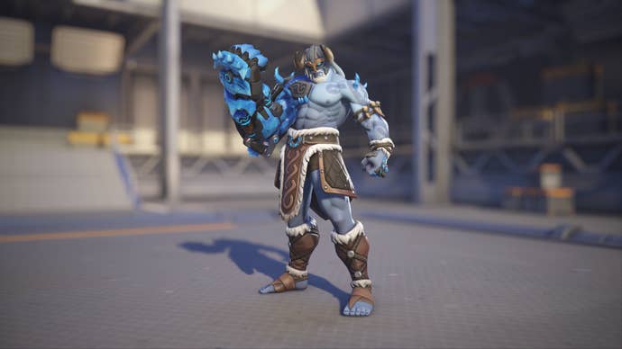 Doomfist models his Jötunn skin in Overwatch 2.