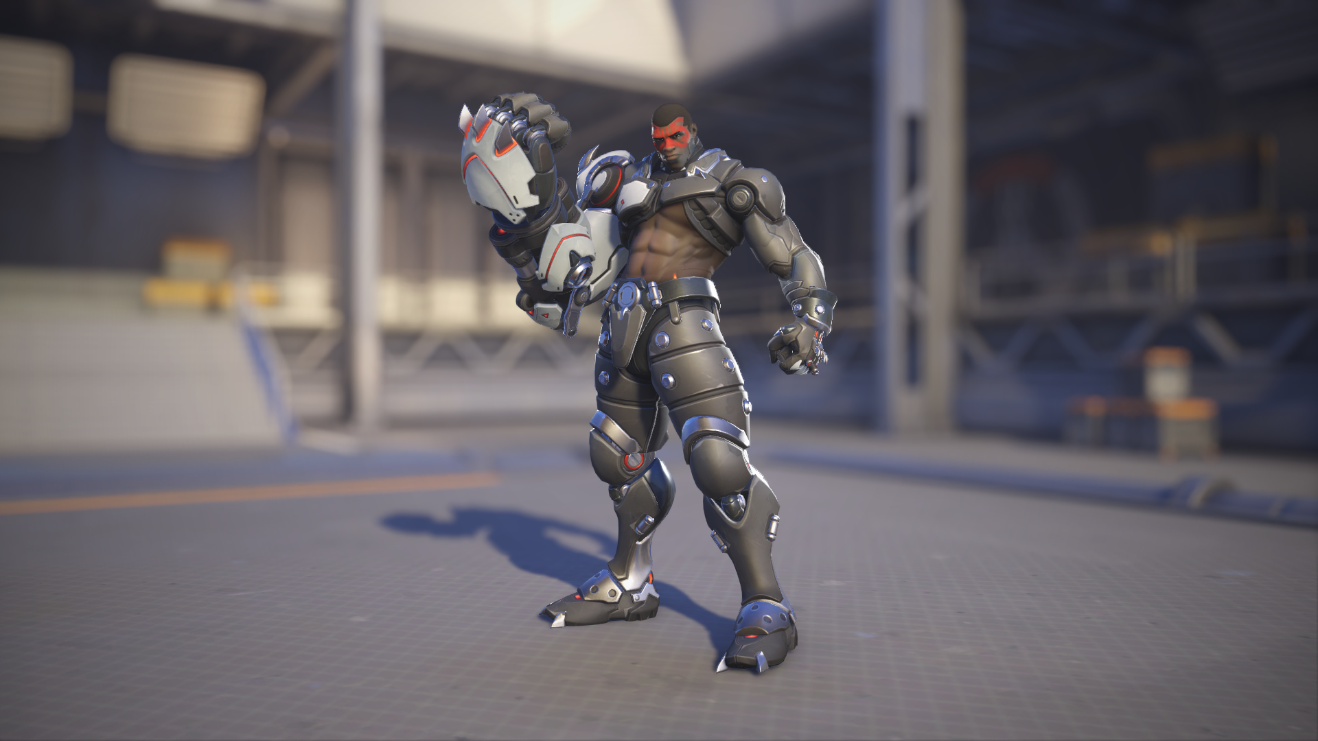 Doomfist models his Talon skin in Overwatch 2.