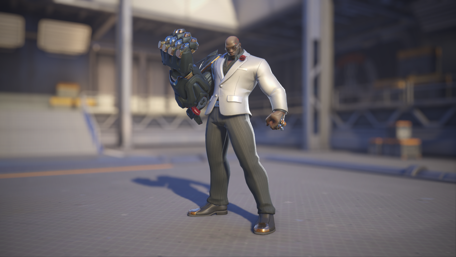 Doomfist models his Formal skin in Overwatch 2.