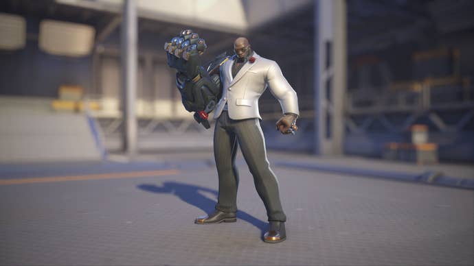 Doomfist models his Formal skin in Overwatch 2.