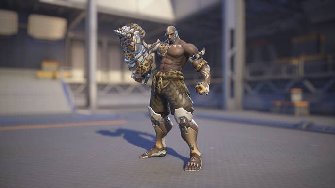 Doomfist models his Leopard skin in Overwatch 2.