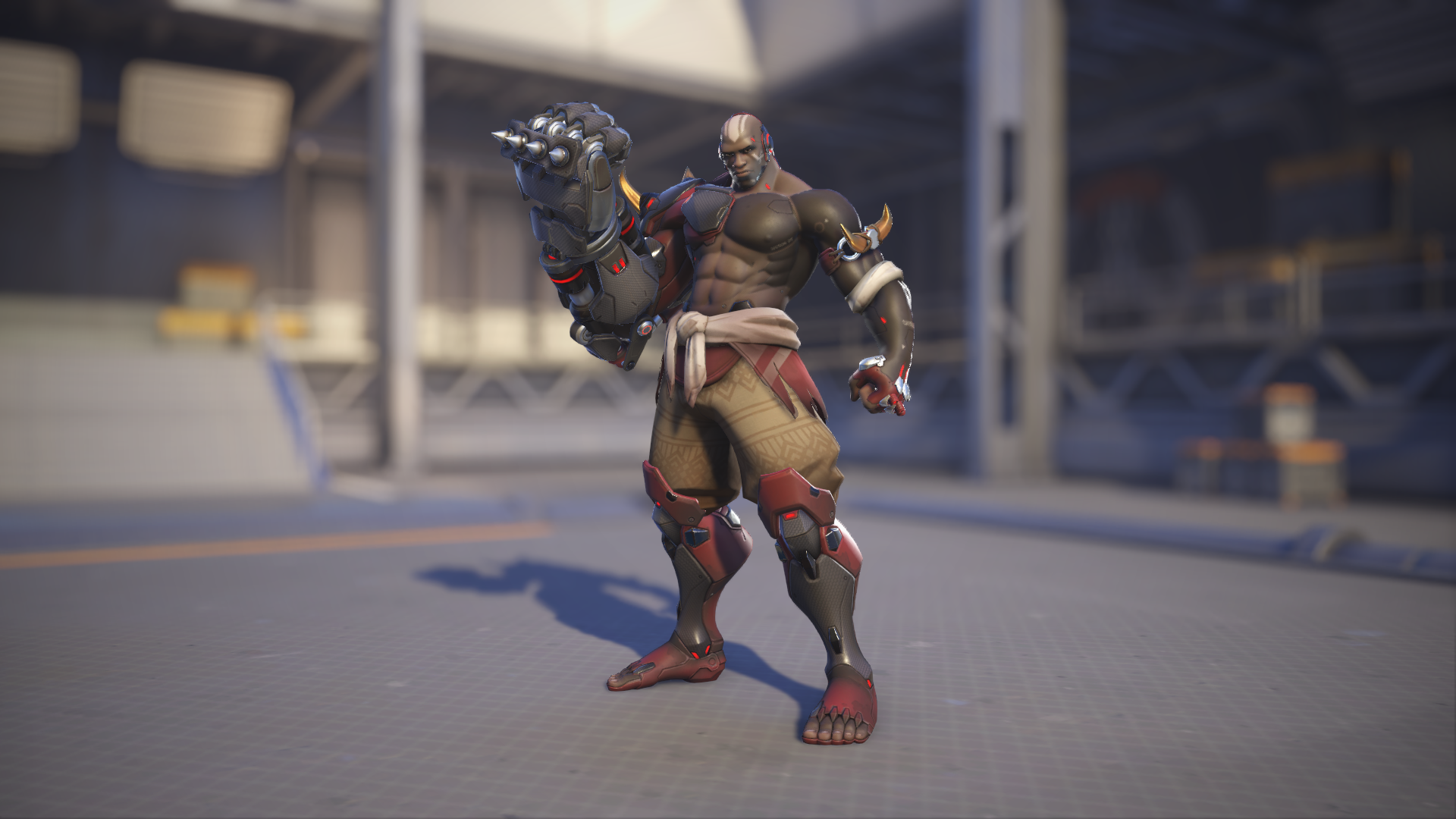 Doomfist models his Carbon Fibre skin in Overwatch 2.