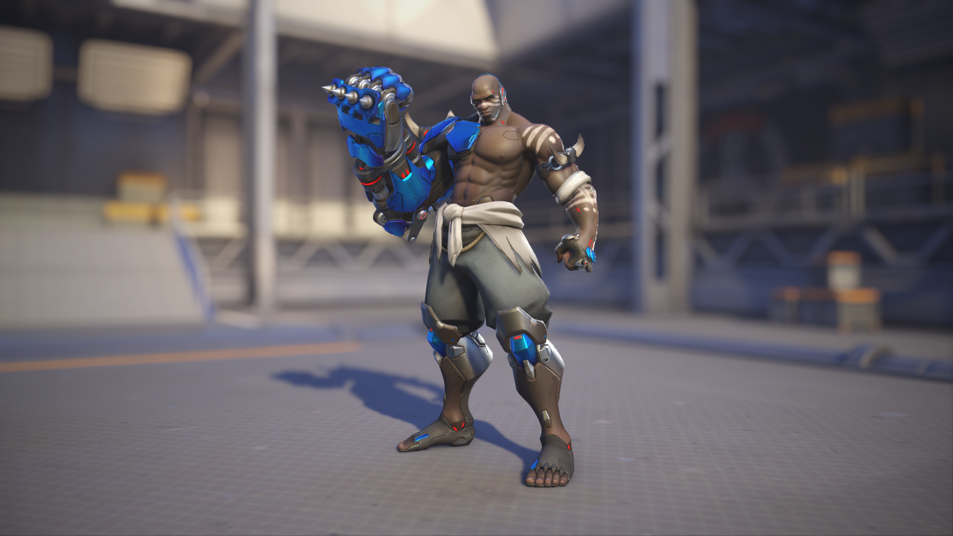 Doomfist models his Lake skin in Overwatch 2.