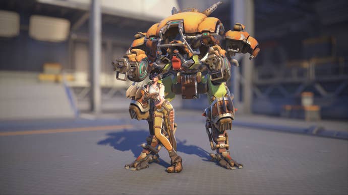 D.Va models her Junker skin in Overwatch 2.