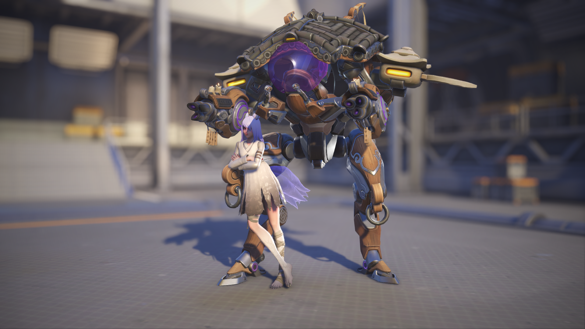 D.Va models her Shin-Ryeong skin in Overwatch 2.