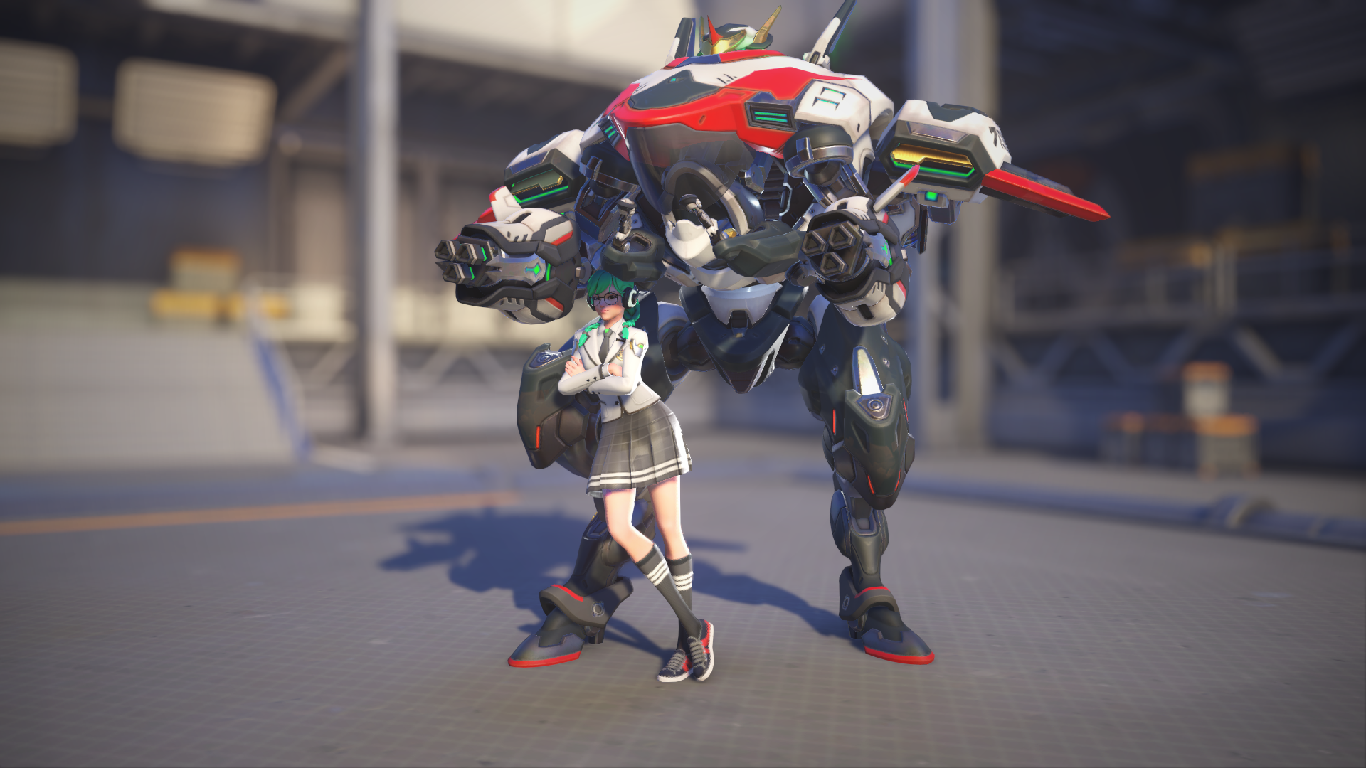 D.Va models her Varsity skin in Overwatch 2.