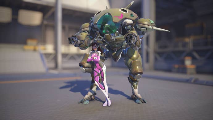 D.Va models her Watermelon skin in Overwatch 2.