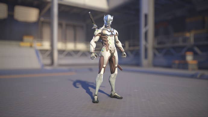 Genji models his Overwatch 1 skin in Overwatch 2.