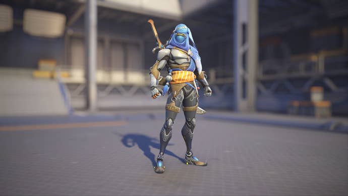 Genji models his Bedouin skin in Overwatch 2.