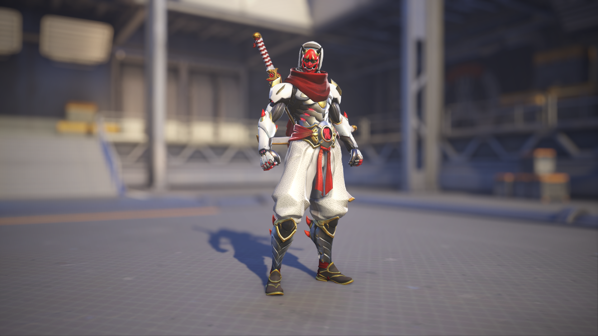 Genji models his Demon skin in Overwatch 2.