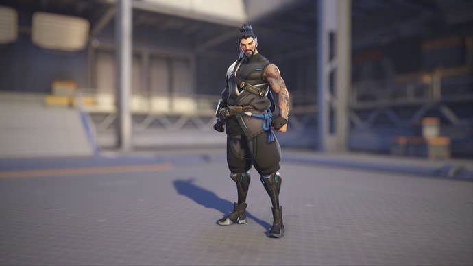 Hanzo models his default Overwatch 2 skin.
