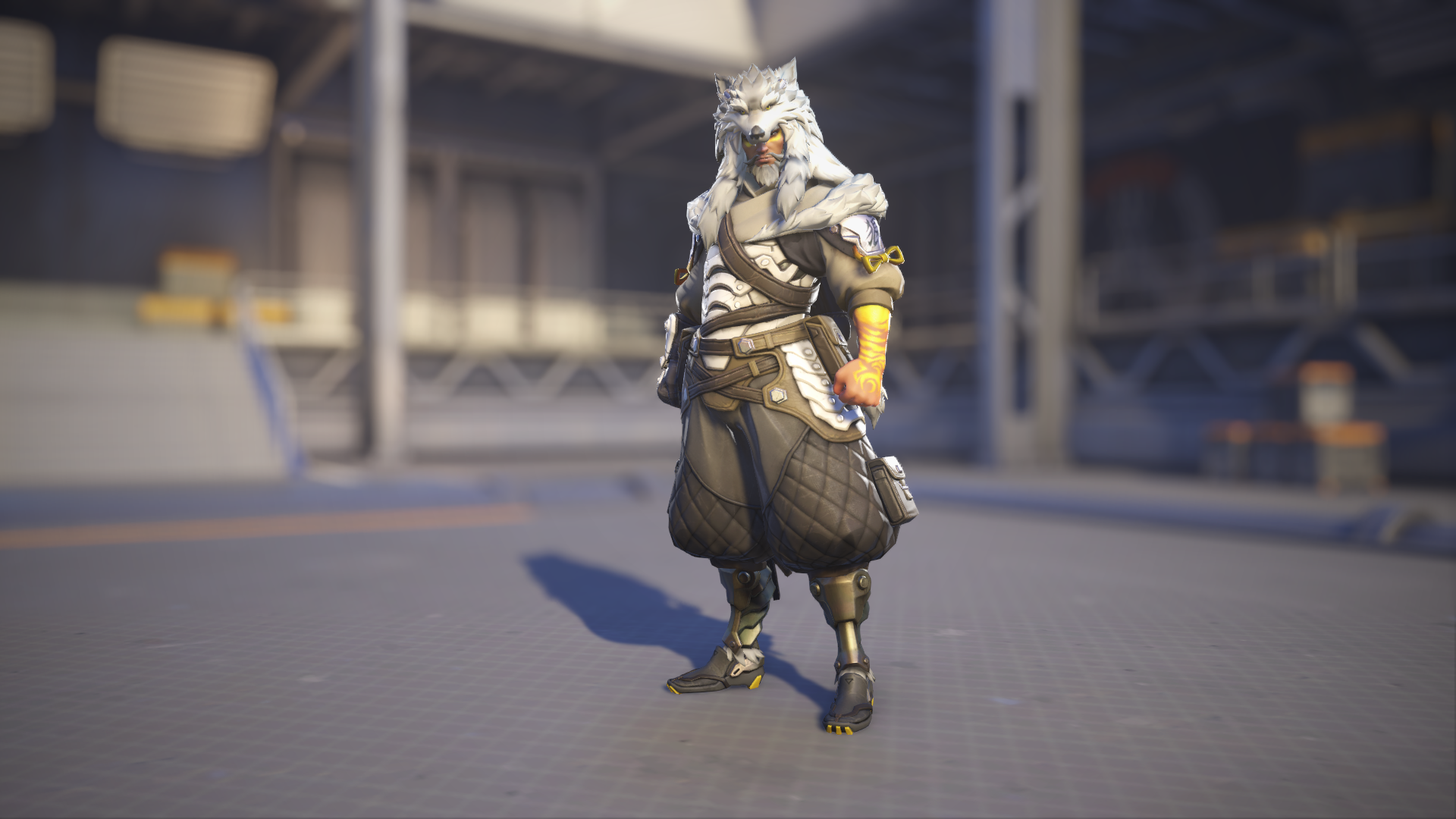 Hanzo models his Okami skin in Overwatch 2.
