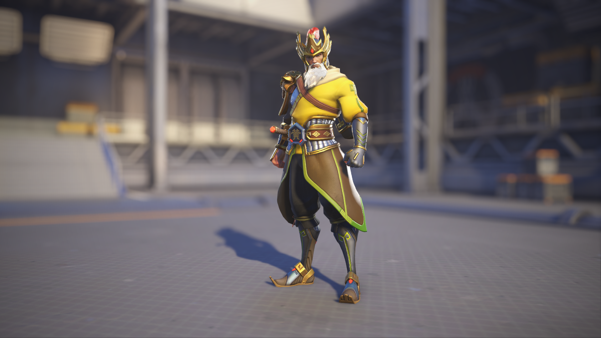Hanzo models his Huang Zhong skin in Overwatch 2.